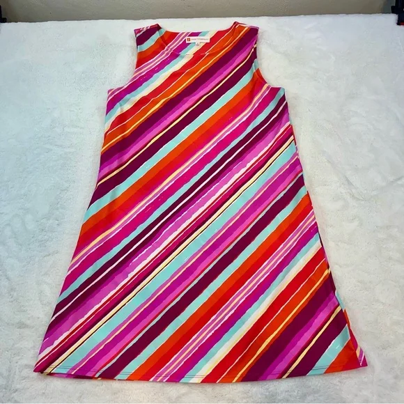 Jude Connally Dress Size Small Multicolored Melody Mod Stripe Sleeveless Swing - Picture 4 of 10
